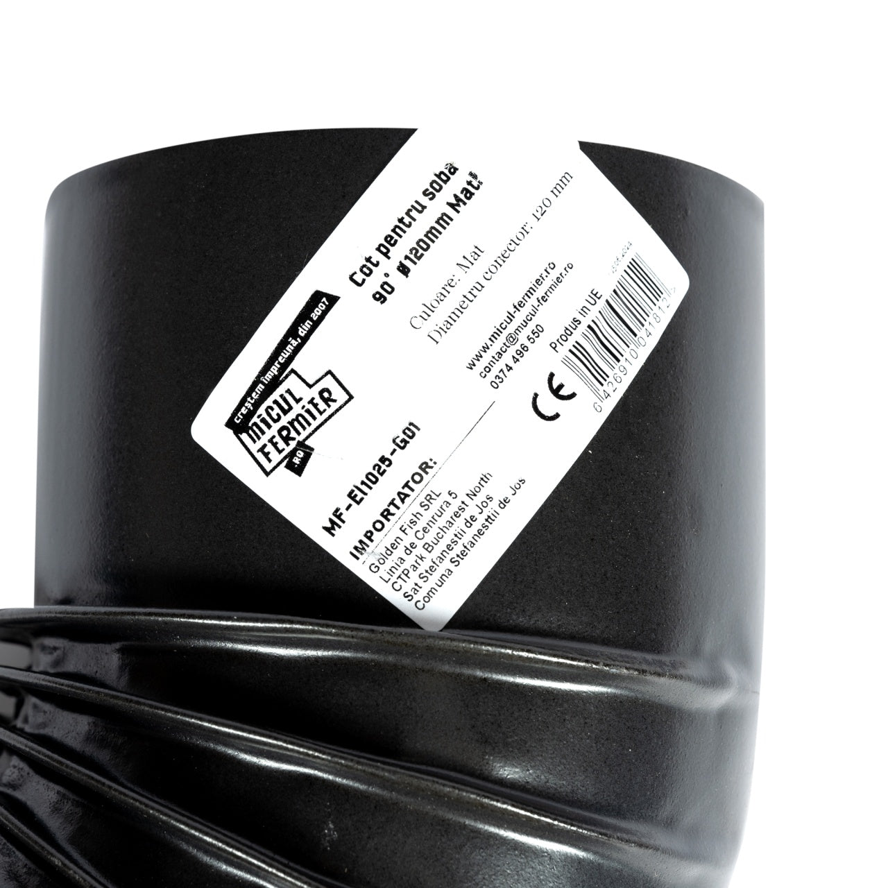 Cot pentru soba pe lemne, 90?, 120mm, Gri mat