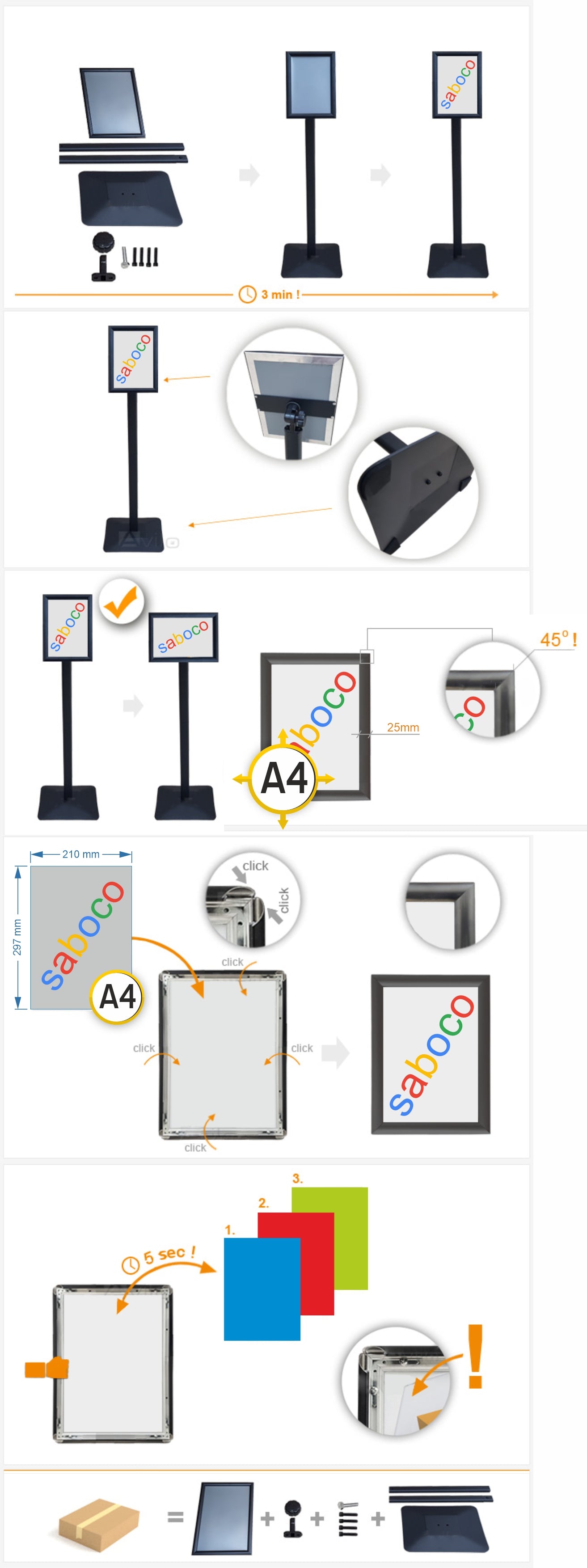 Menu Board A4 Negru ( 210 x 297 mm )