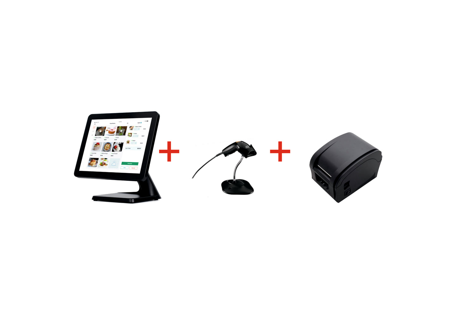 Pachet POS All in One Touchscreen + Soft de gestiune PREMIUM + Scanner coduri de bare + Imprimanta de etichete