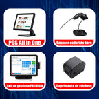 Pachet POS All in One Touchscreen + Soft de gestiune PREMIUM + Scanner coduri de bare + Imprimanta de etichete