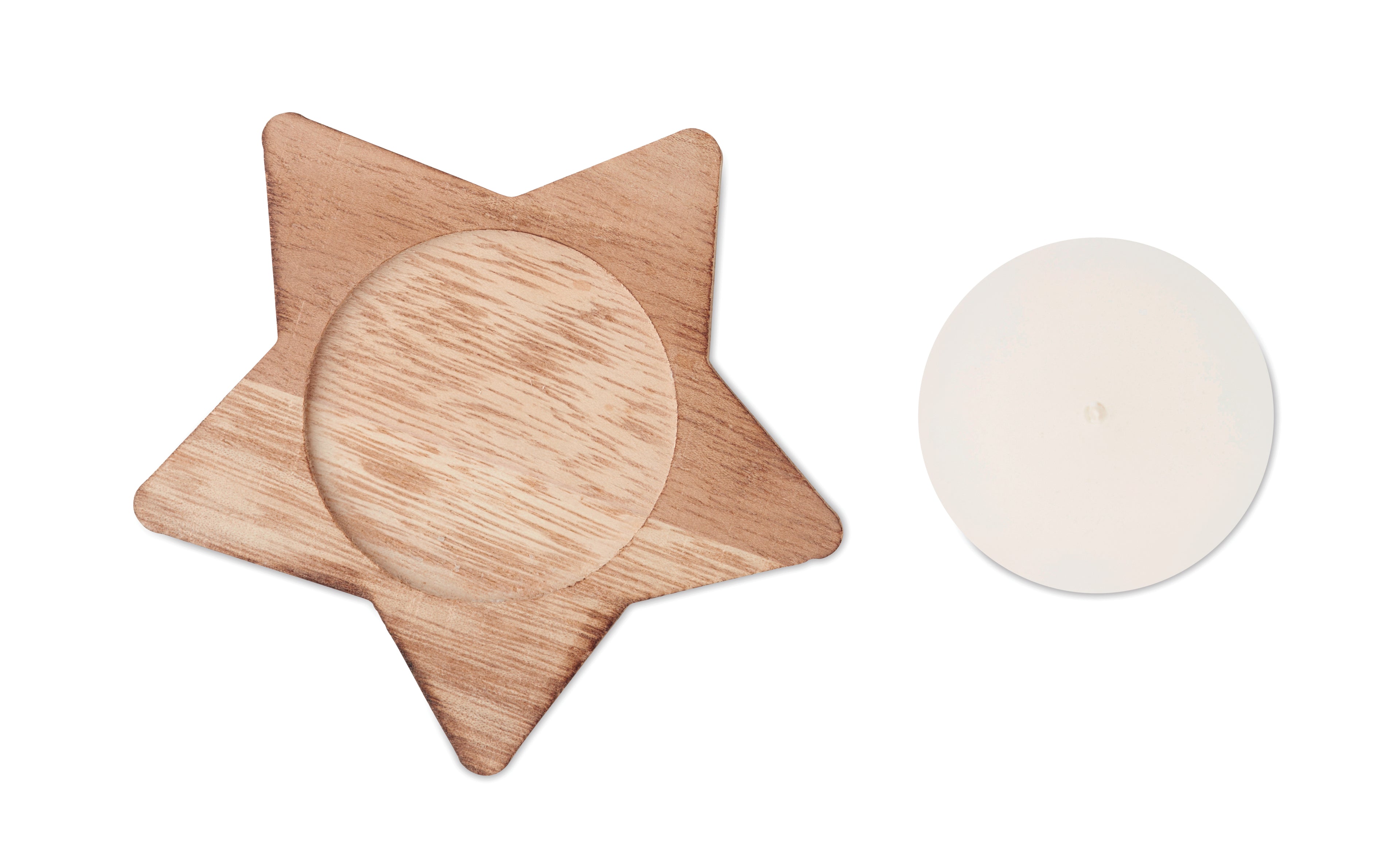 Lumânare cu bază stea din lemn