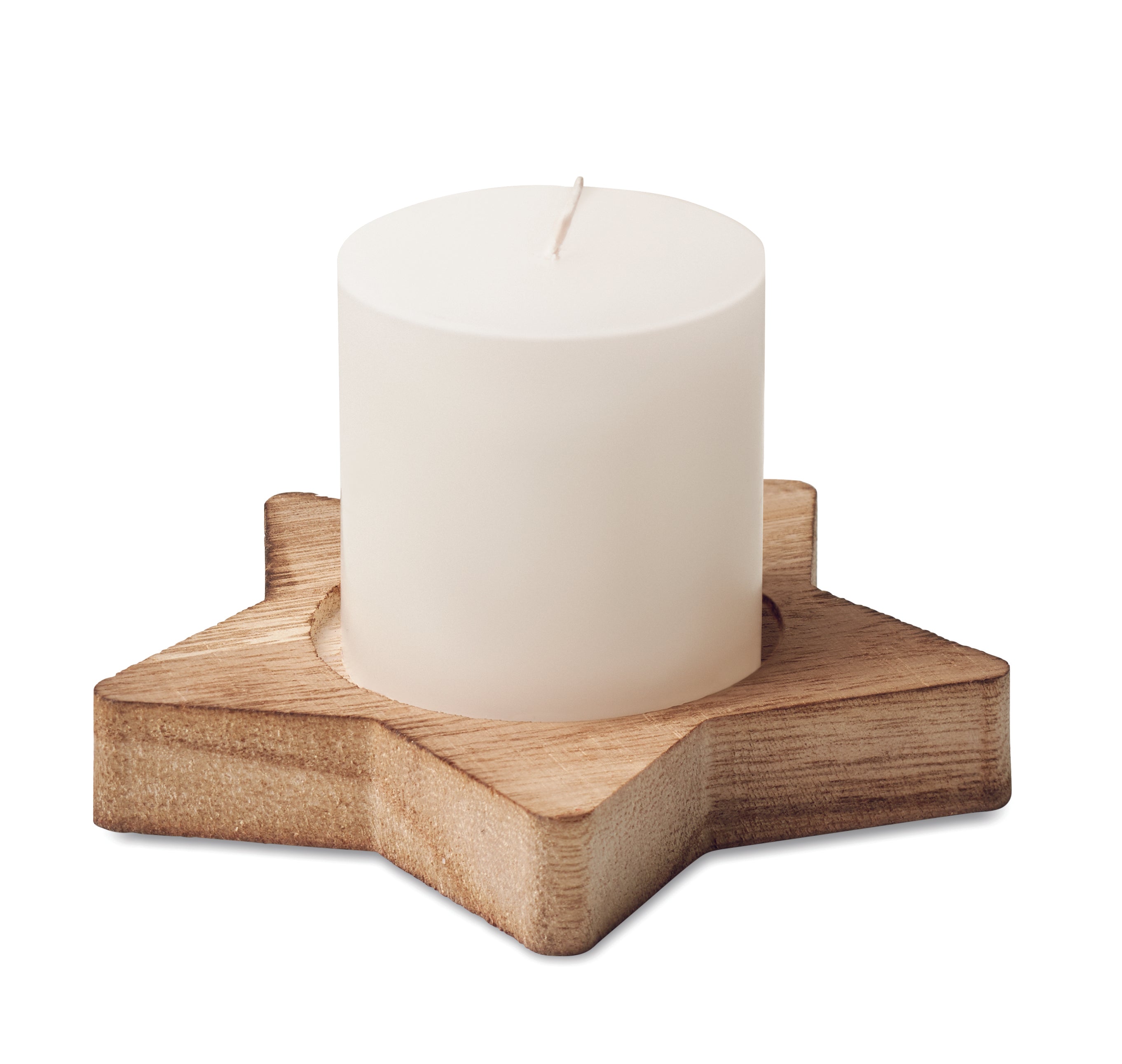 Lumânare cu bază stea din lemn