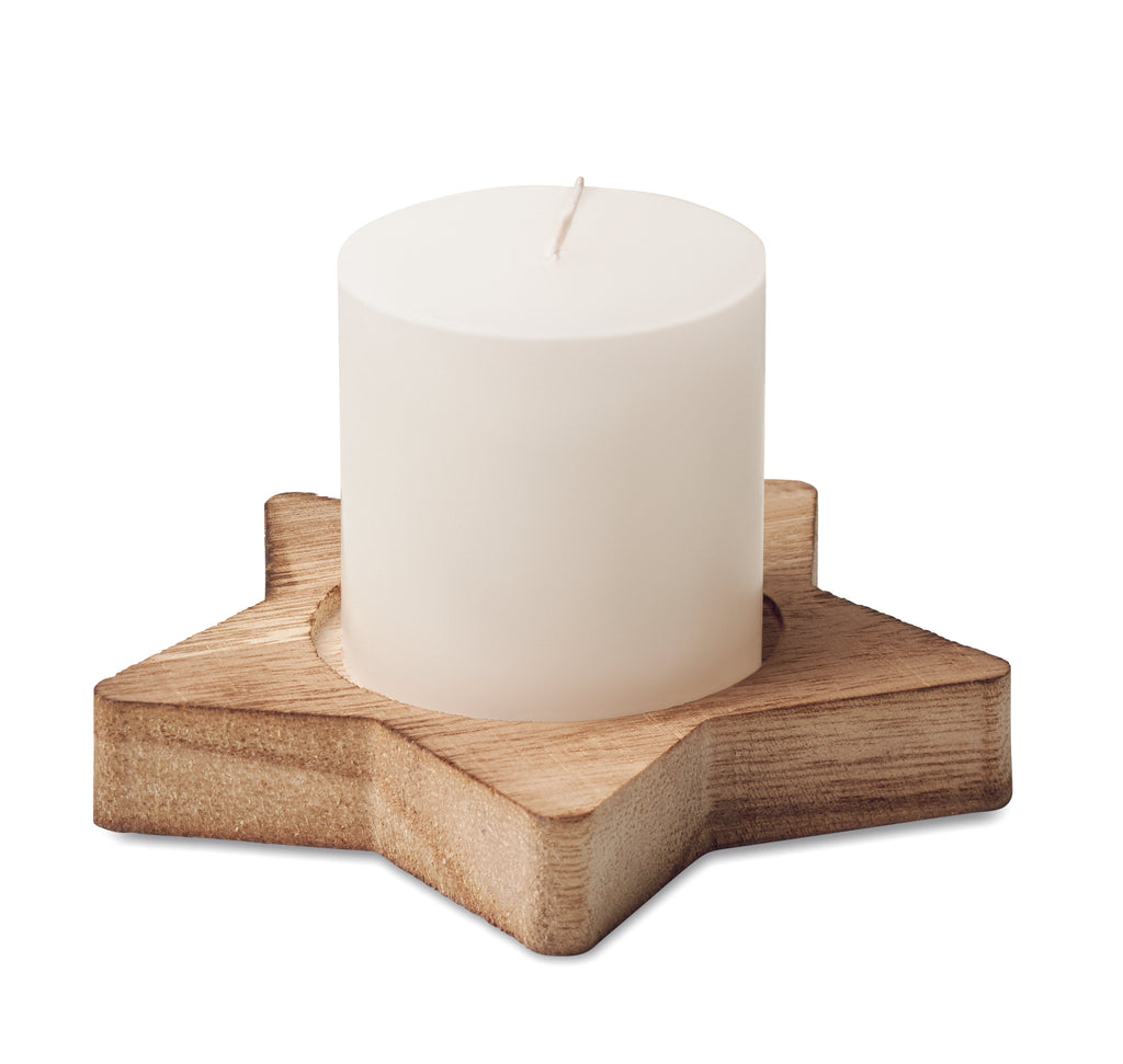 Lumânare cu bază stea din lemn