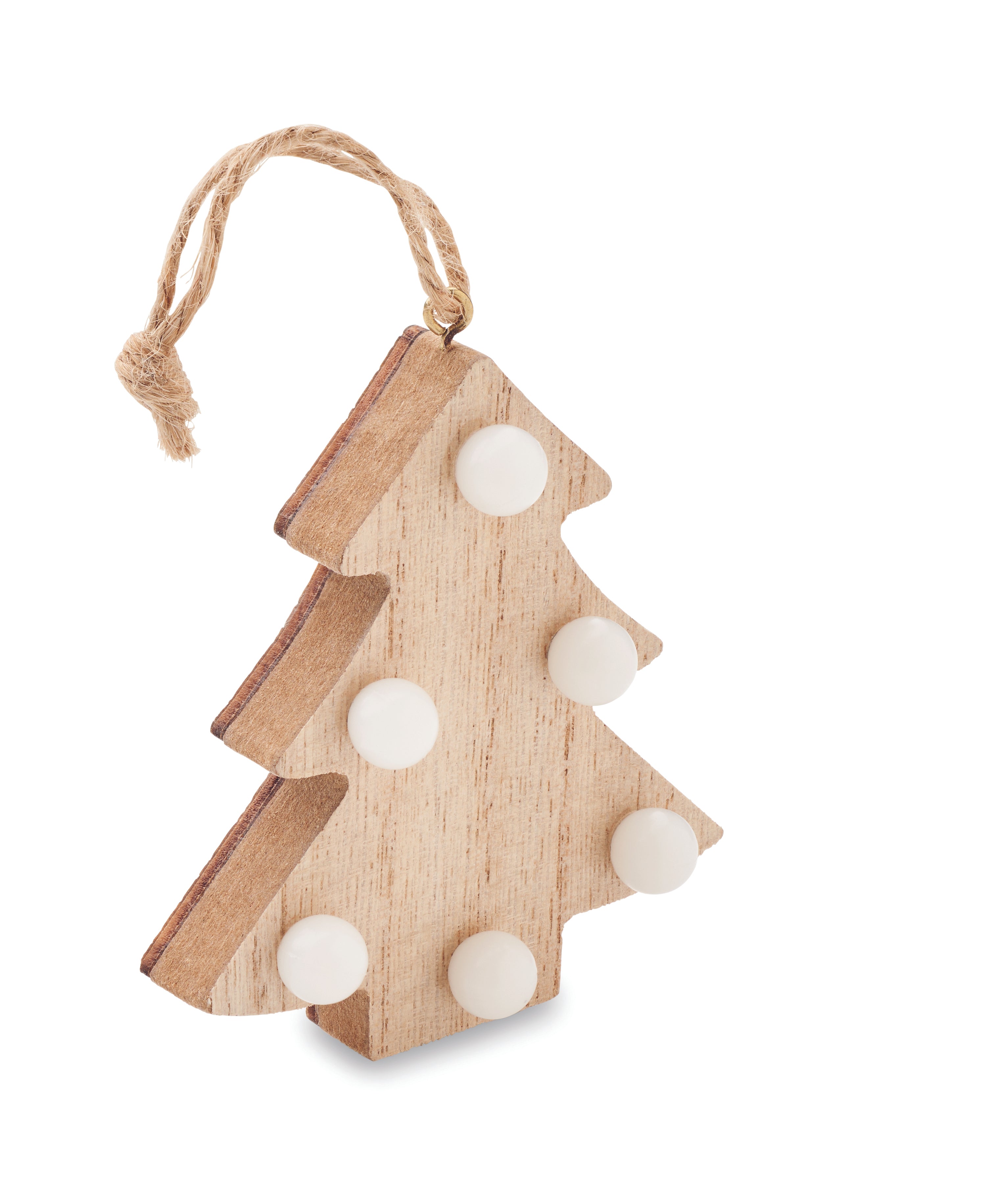 Decorațiune brad din lemn cu lu