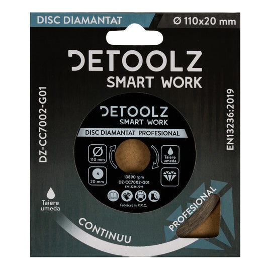 Disc diamantat continuu Detoolz 110x20mm, taiere umeda
