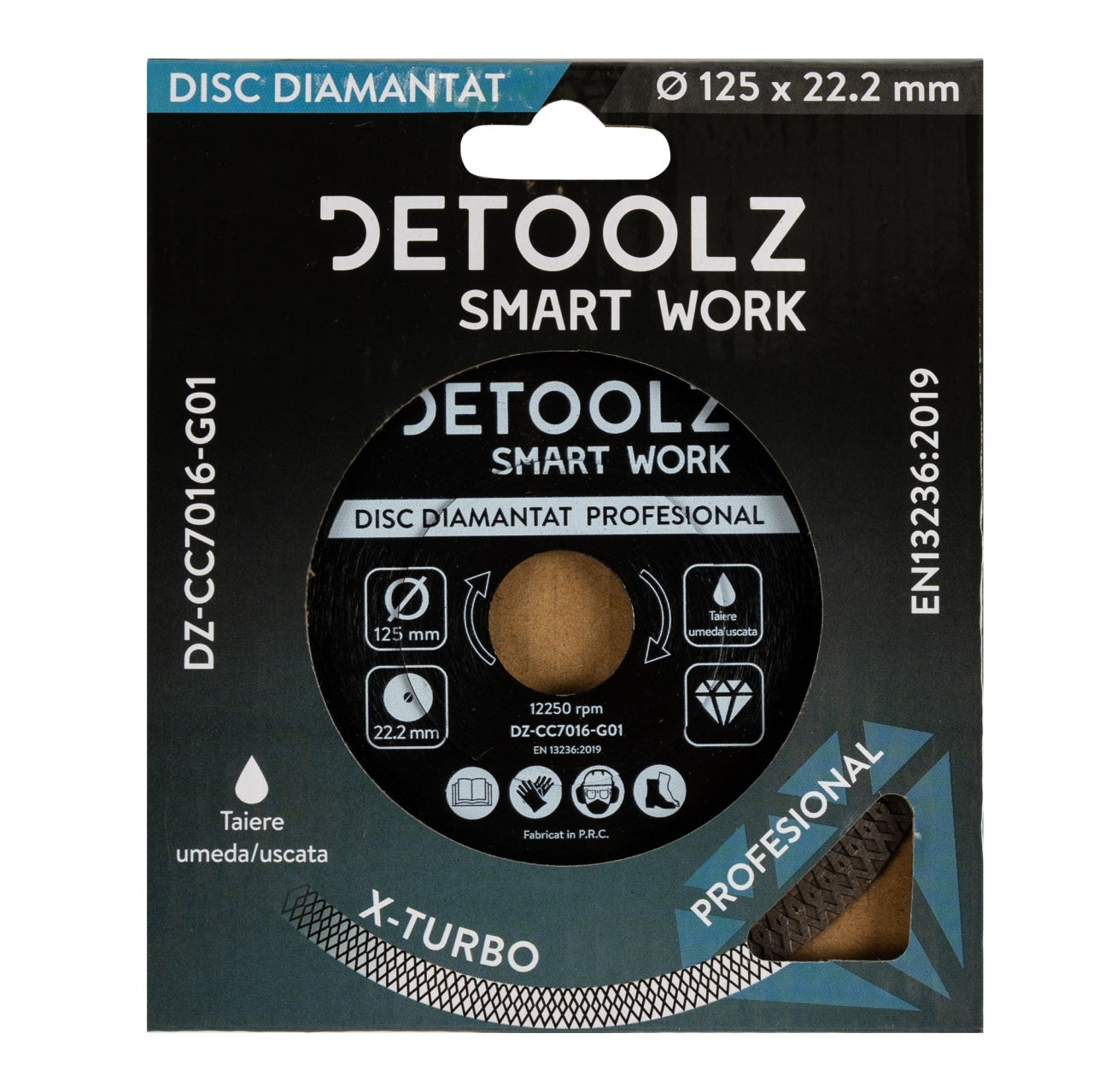 Disc diamantat turbo Detoolz 125x22.2mm, taiere umeda/uscata