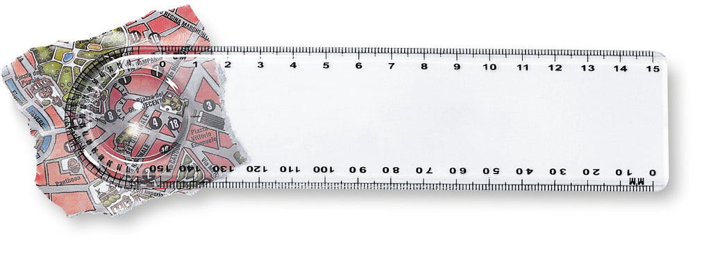 Riglă cu lupă de 15 cm, plastic