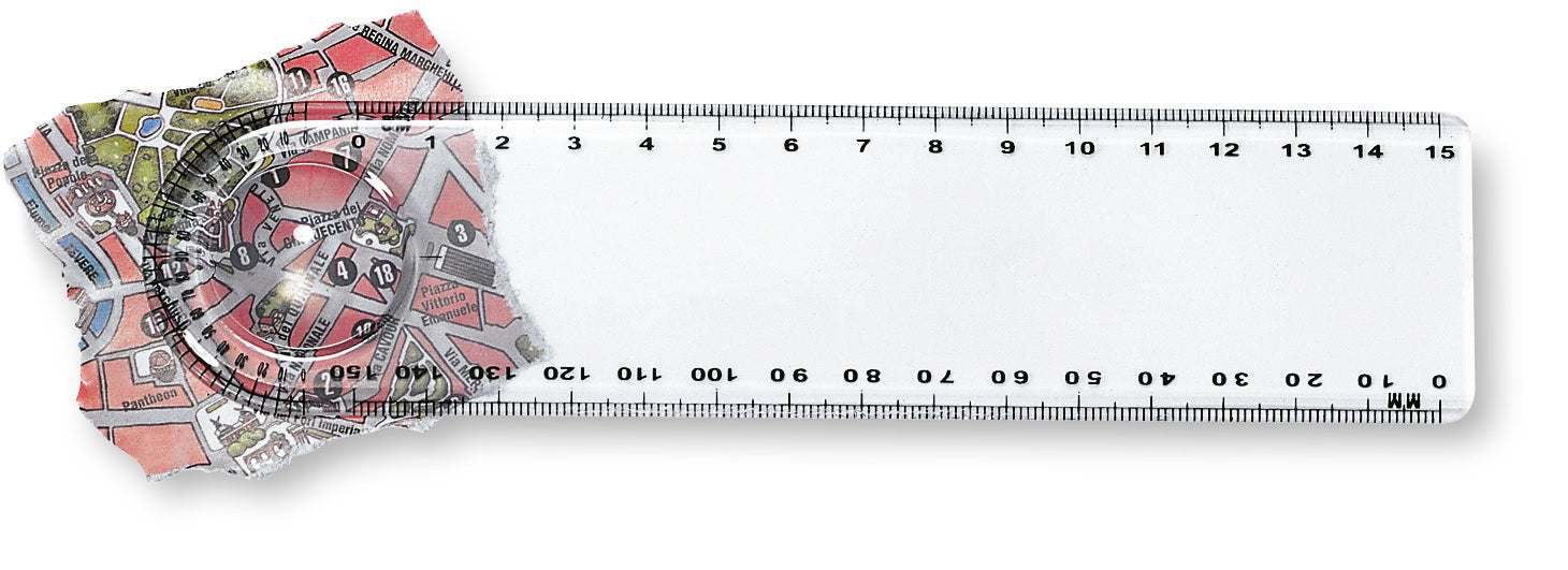 Riglă cu lupă de 15 cm, plastic