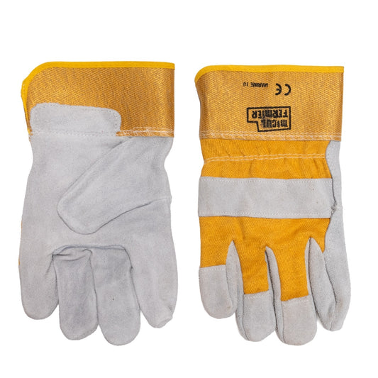 Manusi de lucru Micul Fermier, piele gri/galben 10