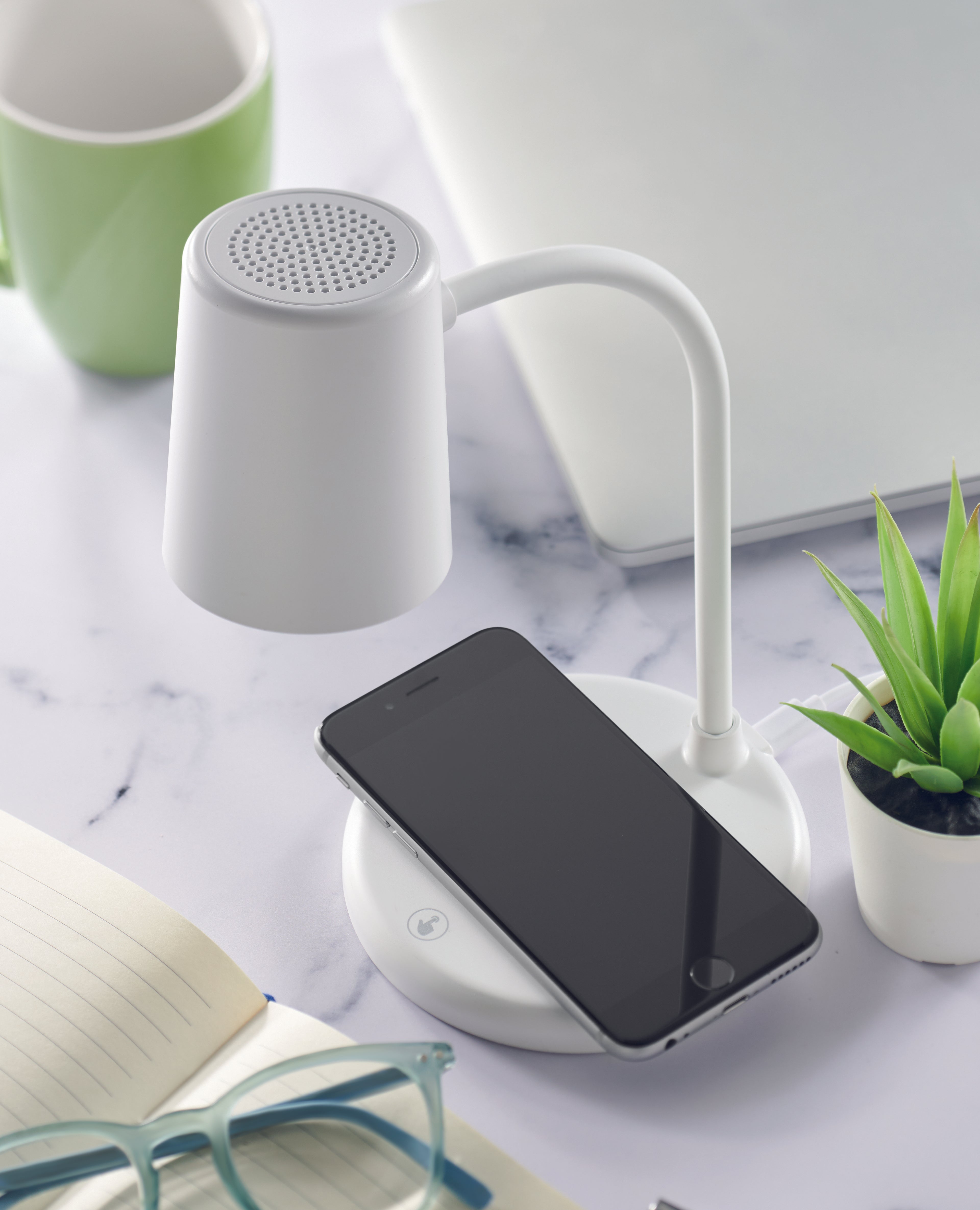 Încărcător wireless + boxă lampă