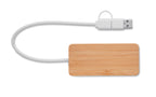 Hub USB cu 3 porturi din bambus