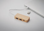 Hub USB cu 3 porturi din bambus