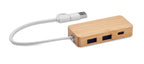 Hub USB cu 3 porturi din bambus