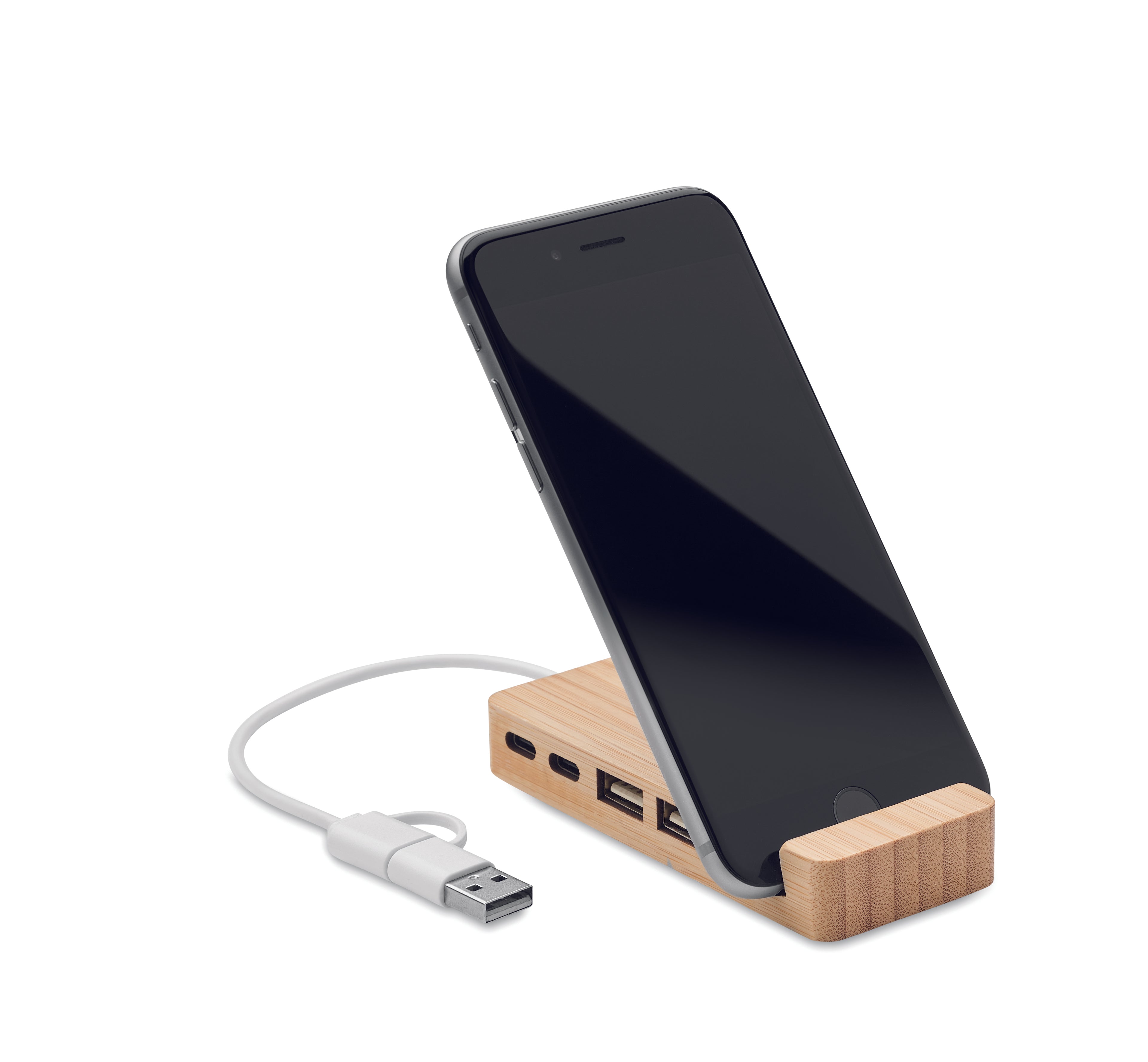 Hub USB din bambus cu 4 porturi