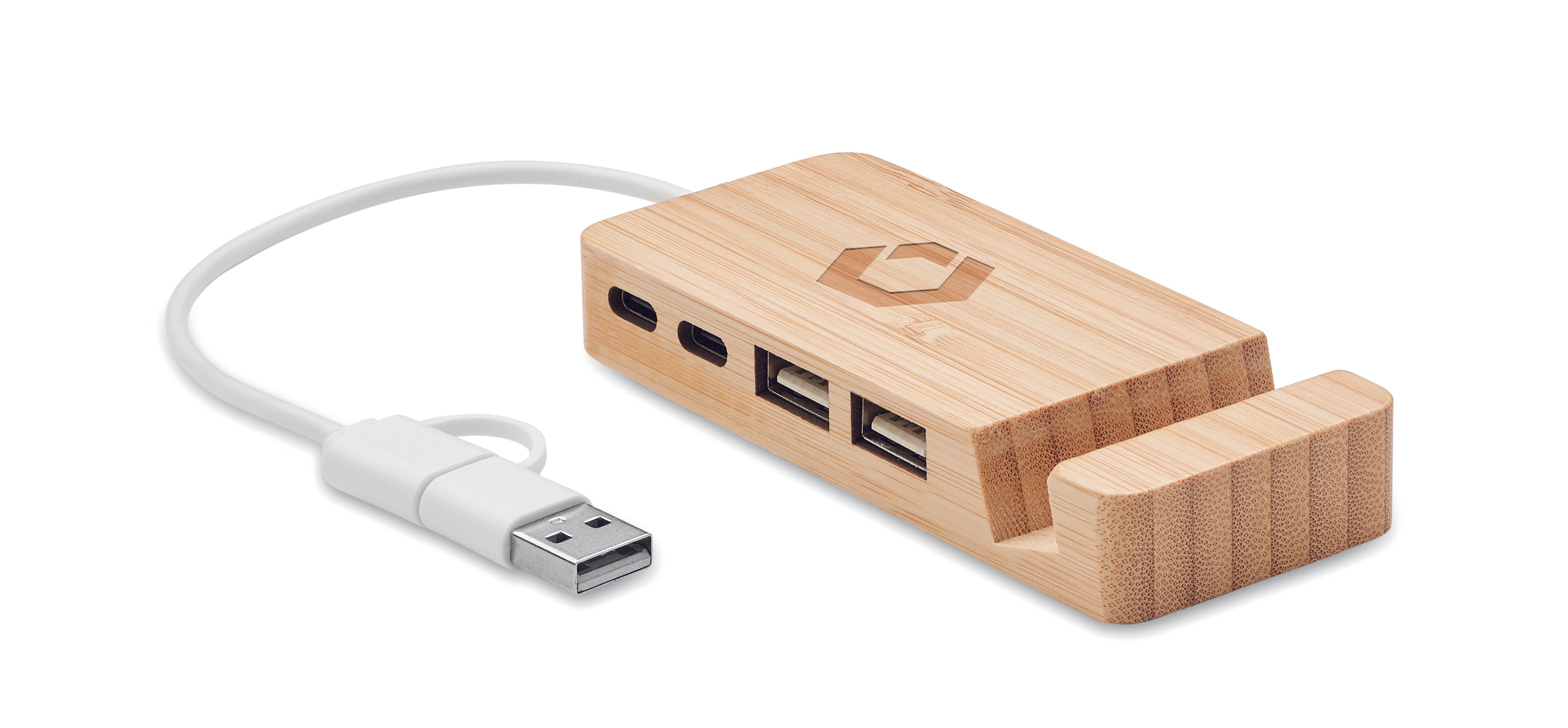 Hub USB din bambus cu 4 porturi
