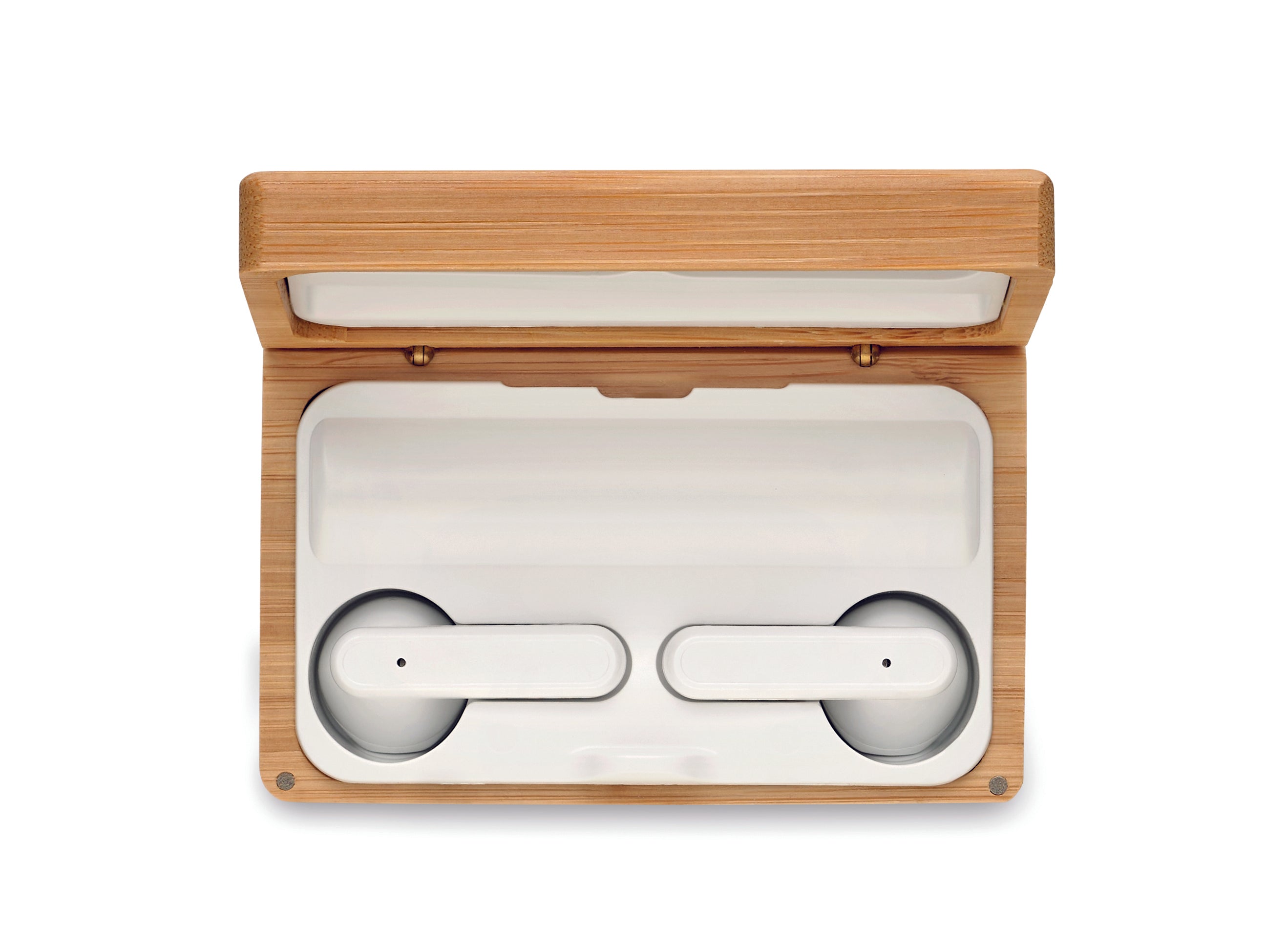 Căști TWS în cutie de bambus