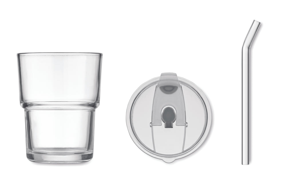 Pahar de sticlă cu pai 400ml