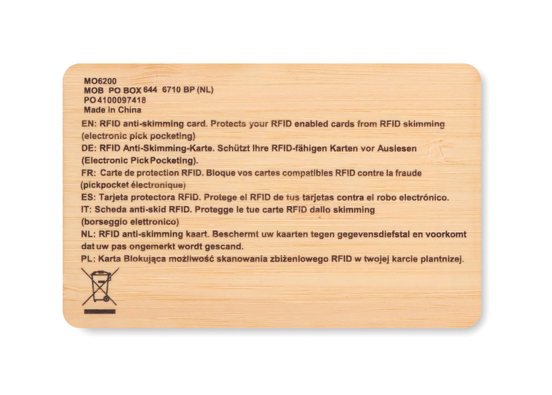 Card RFID în bambus