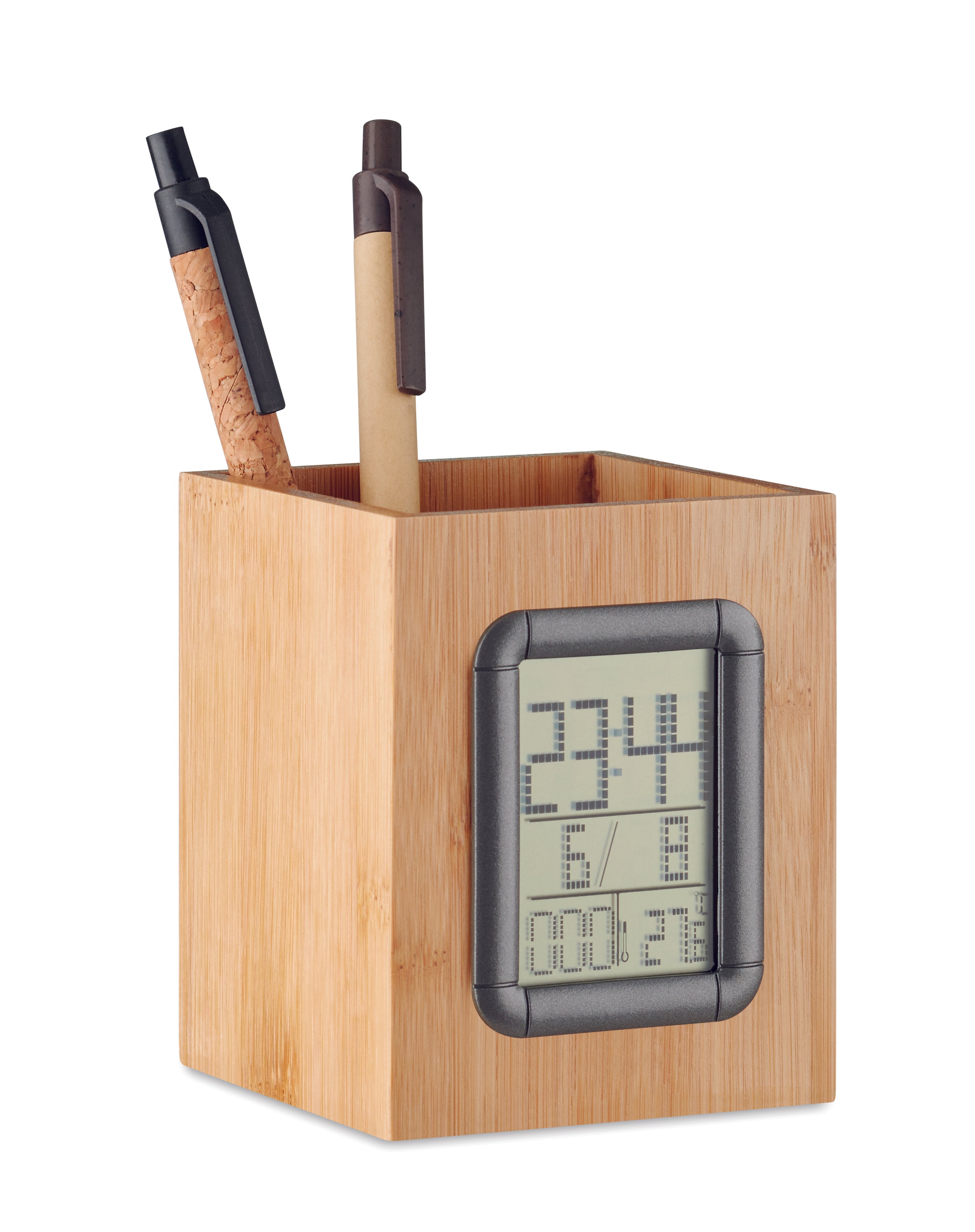 Suport din bambus și ceas LCD