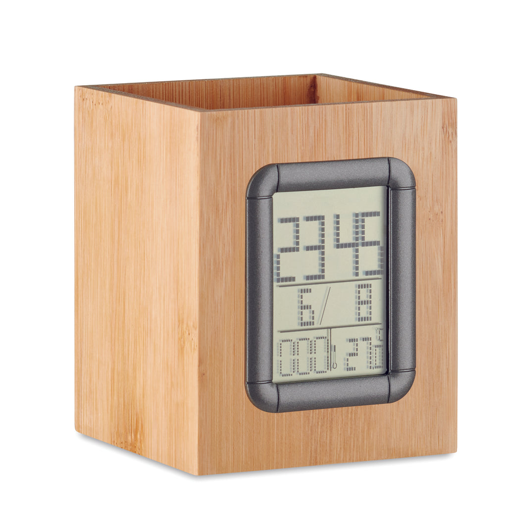 Suport din bambus și ceas LCD