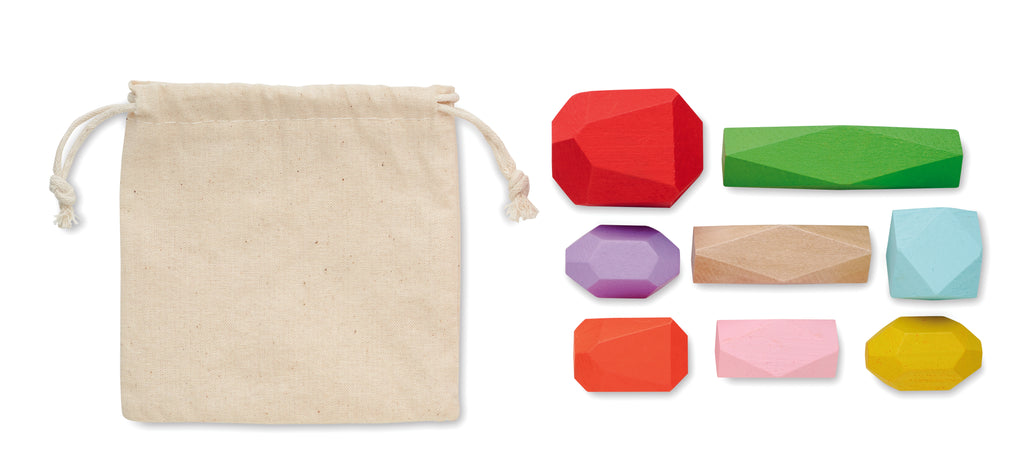 8 piese lemn stivuite,în pouch