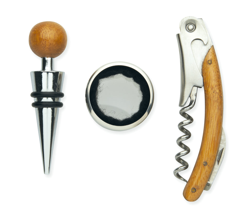 Set vin în cutie din bambus