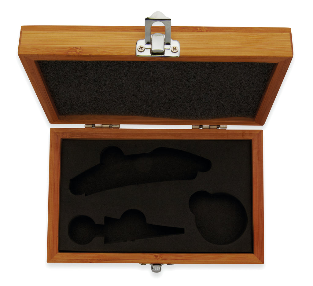 Set vin în cutie din bambus