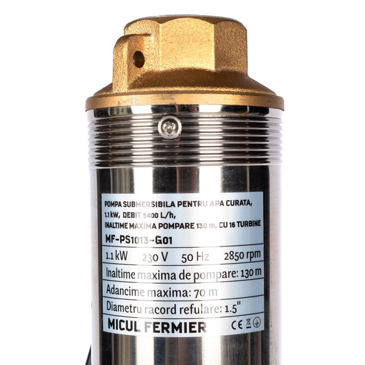 Pompa submersibila pentru apa curata Micul Fermier, 1.1KW, debit 5400l/h, inaltime maxima pompare 130m, 16 turbine