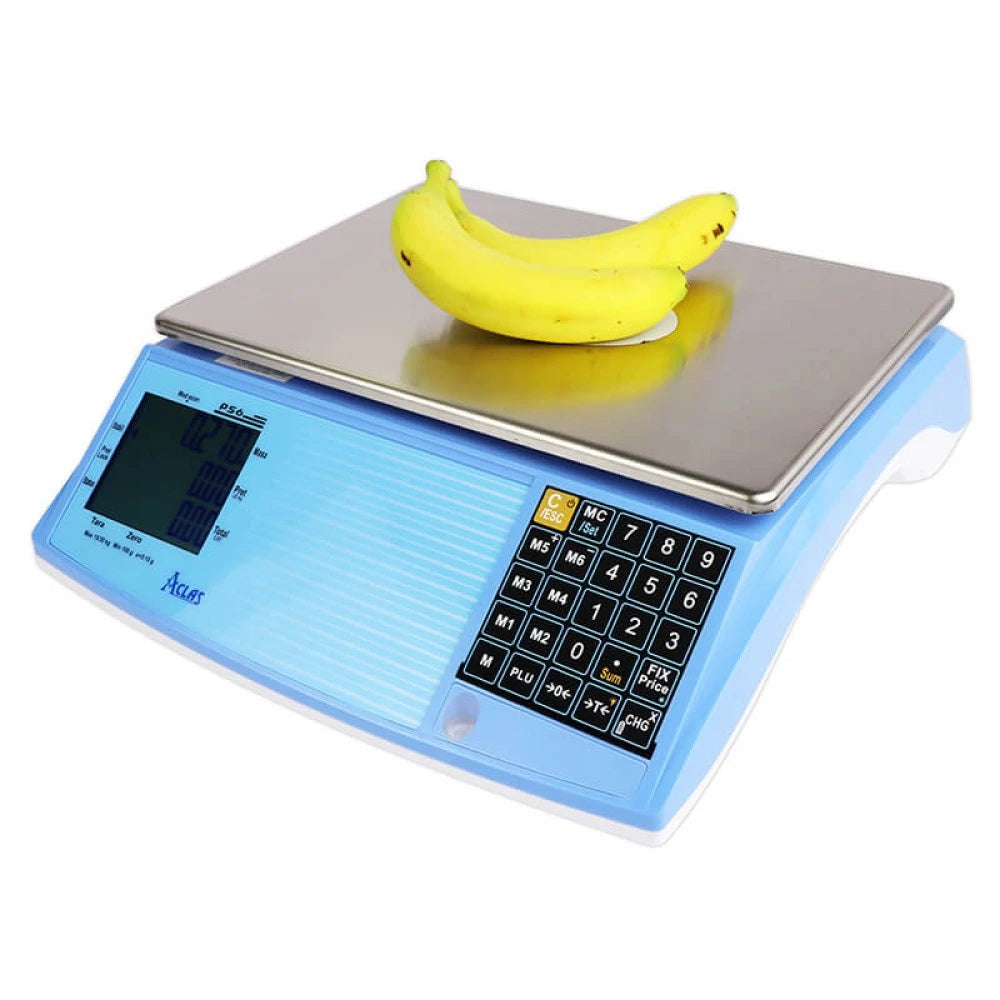 Cantar comercial Aclas PS6XB 15/30 Kg, acumulator Li-Ion, power adapter, avizat metrologic