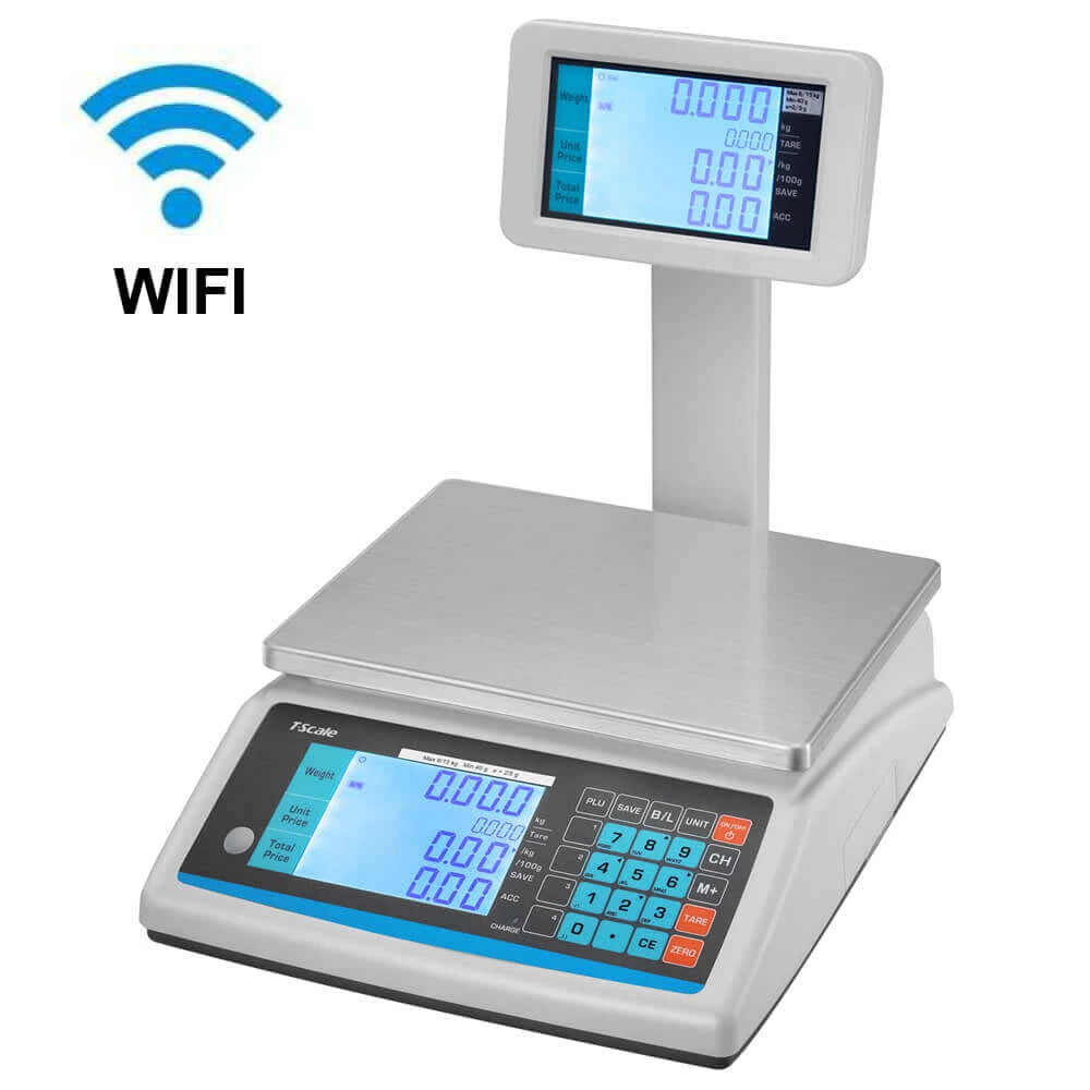 Cantar comercial T-Scale APP-15K-MR-WIFI, RS232, cu display client, avizat metrologic